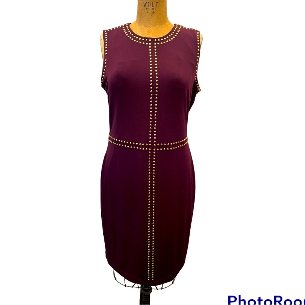 Calvin Klein | Gold Studded Sleeveless Dress.